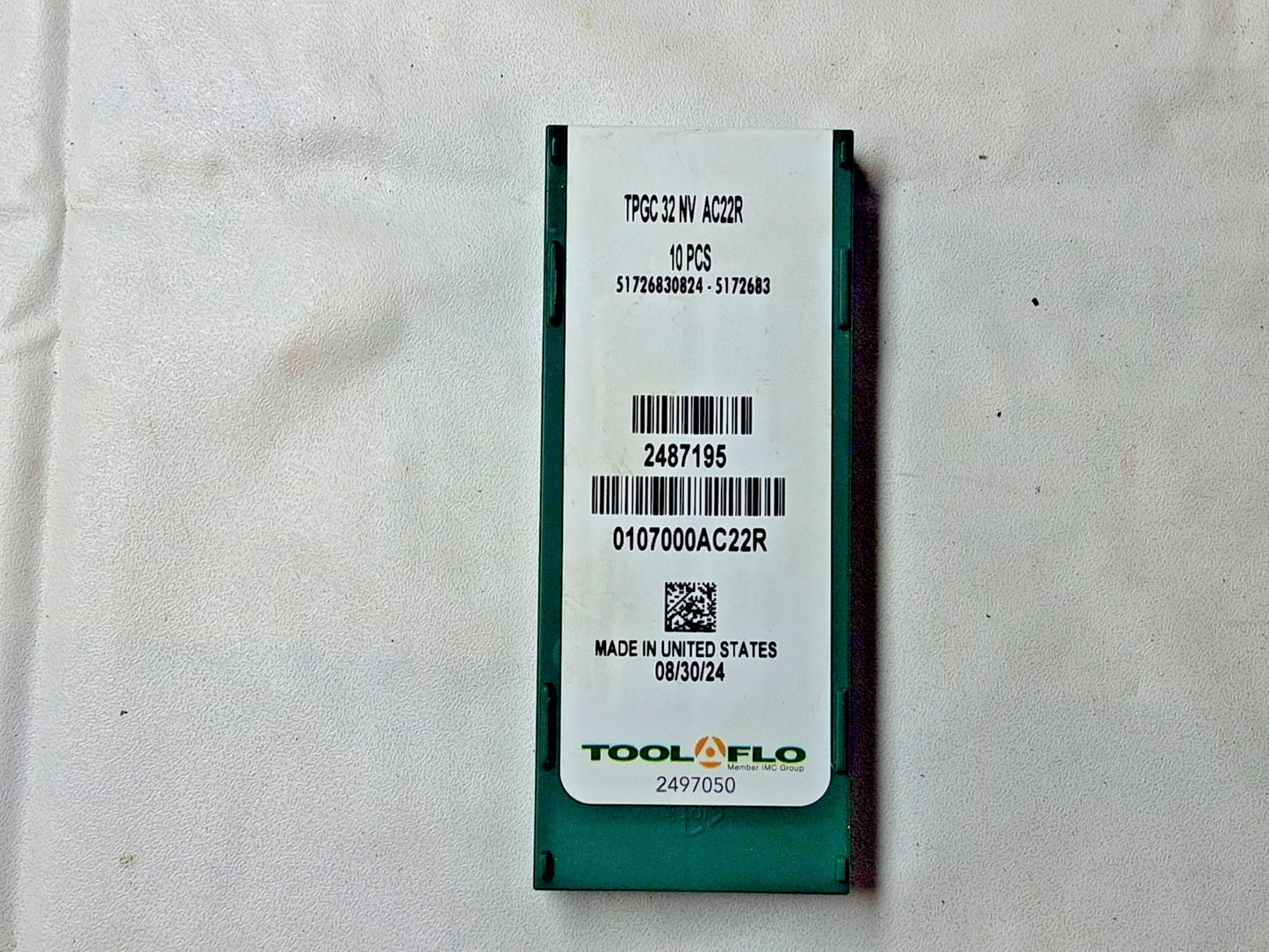 Tool-Flo Carbide Laydown Threading Inserts QTY 10 TPGC32NV 0107000AC22R