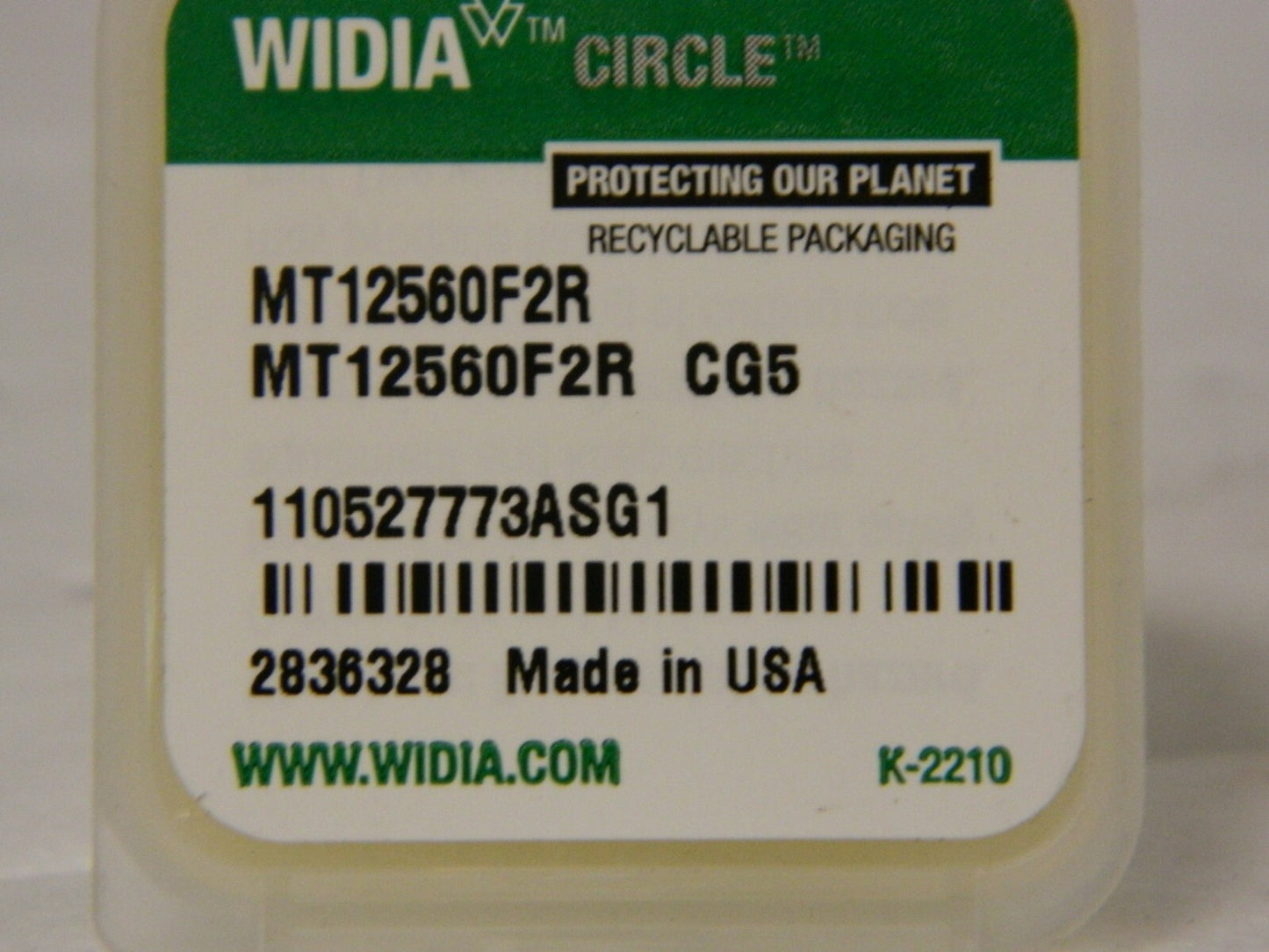 Widia Circle Quadralock MT12560F2R CG5 Carbide RH 2836328