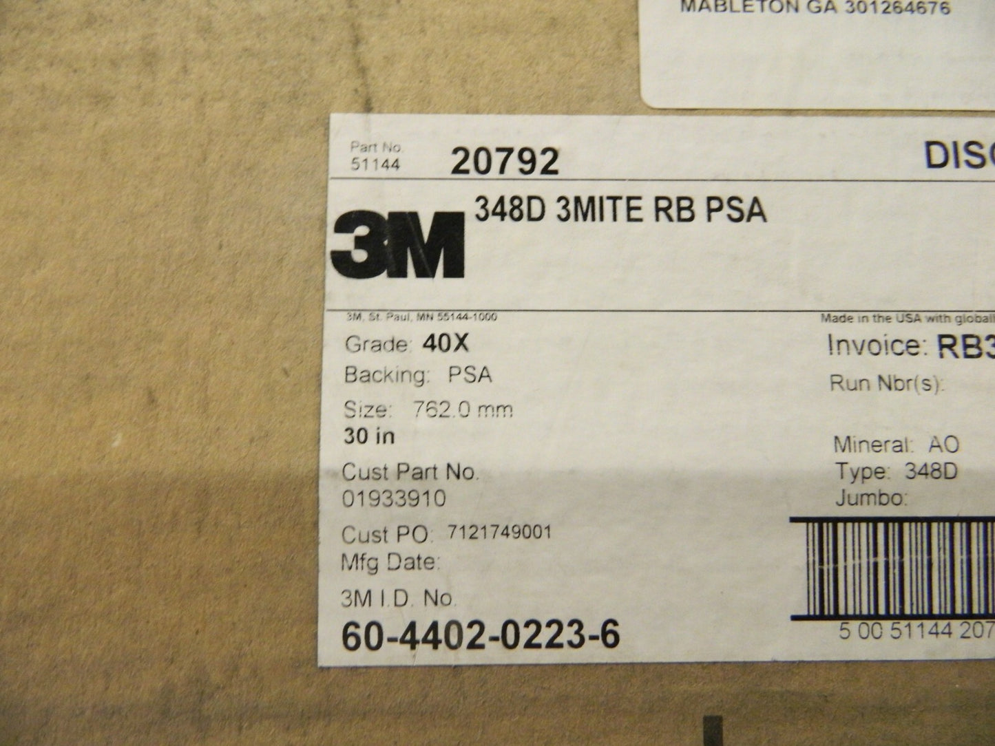3M 30 Dia Disc 40 Grit, Aluminum Oxide Coarse Grade X-Weighted Qty 3 7010308394