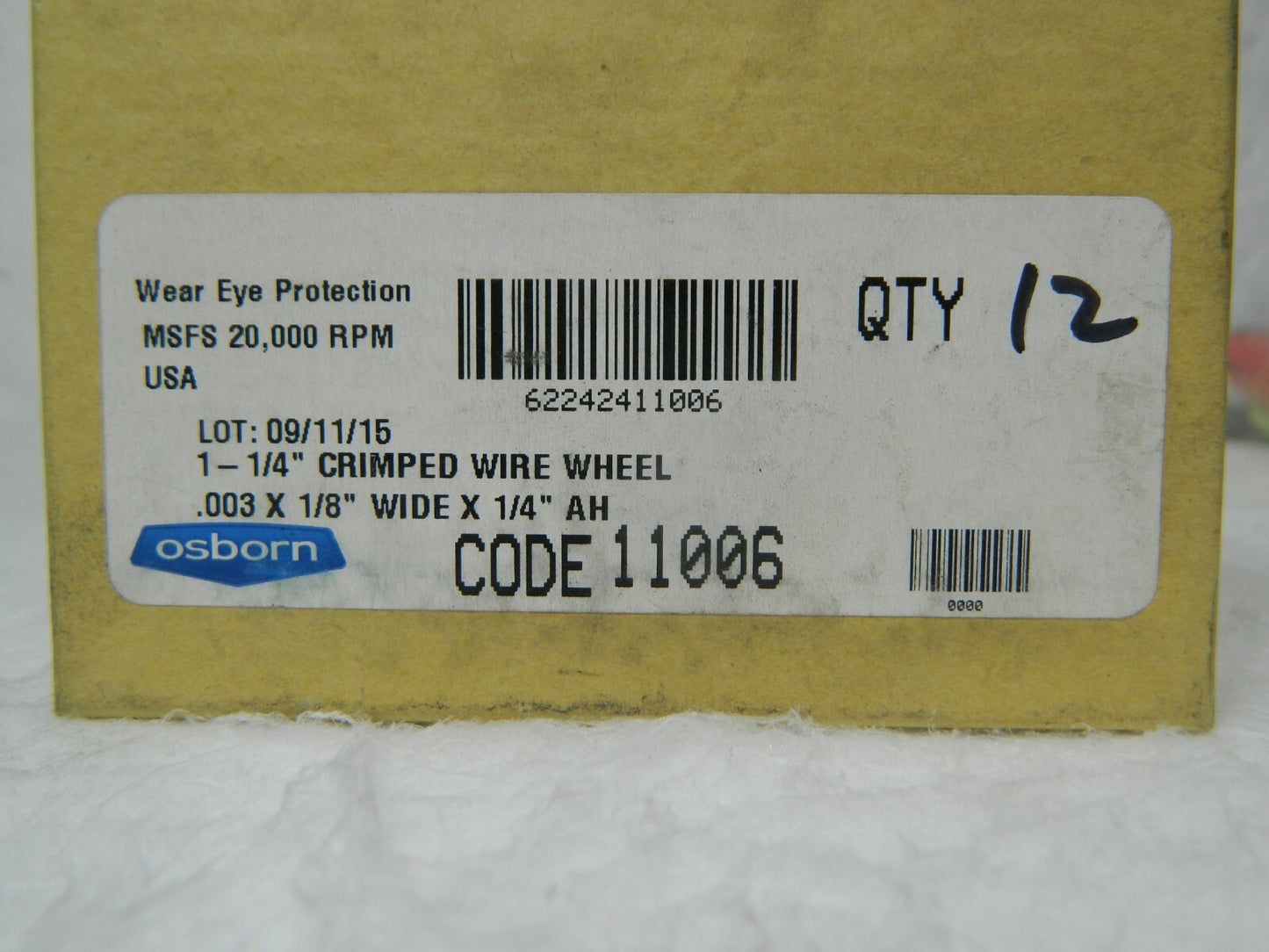 Osborn Crimped Steel Wheel Brush 1-1/4" OD 1/4" Arbor Hole Qty 12 0001