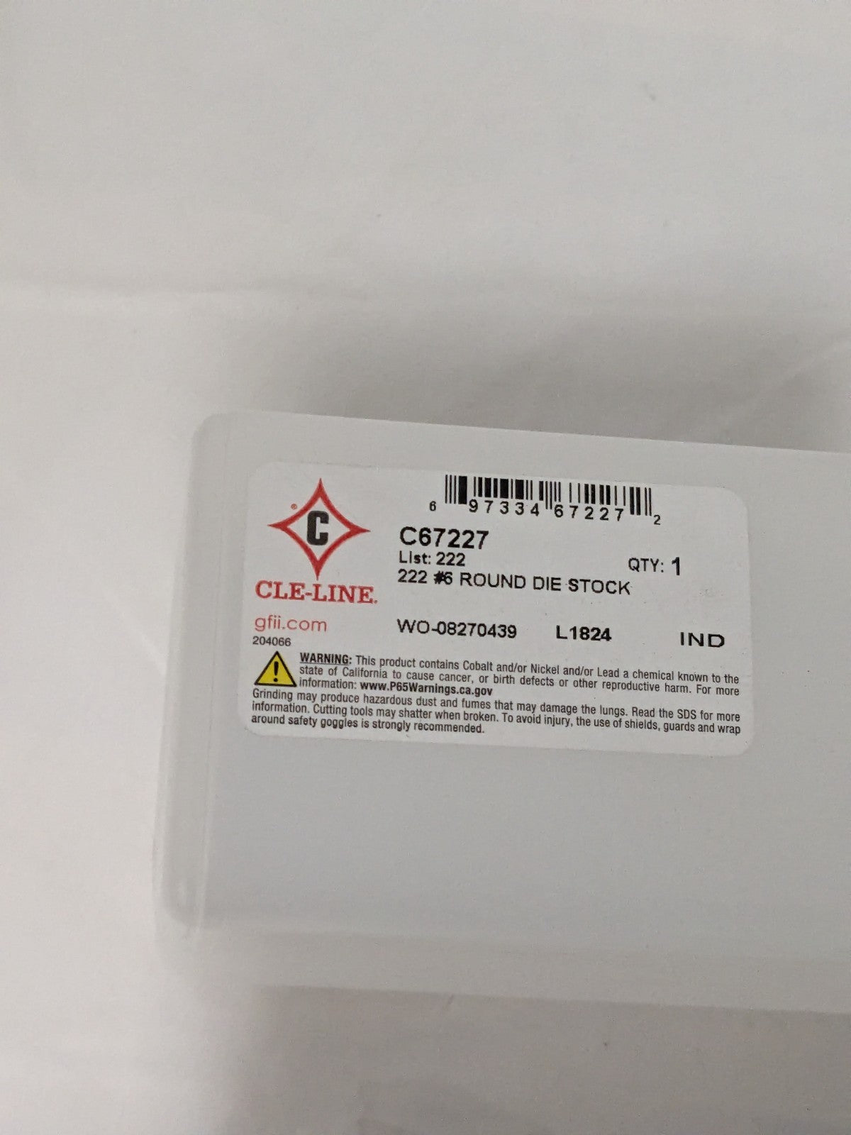 Cle-Line 2" Outside Dia Compatibility, Round Die Stock 15-3/8" OAL C67227