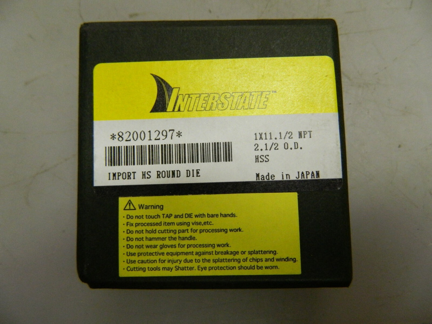 Interstate Round Pipe Die 1 - 11-1/2 NPT Thread 2-1/2" Outside Dia HSS 03801297
