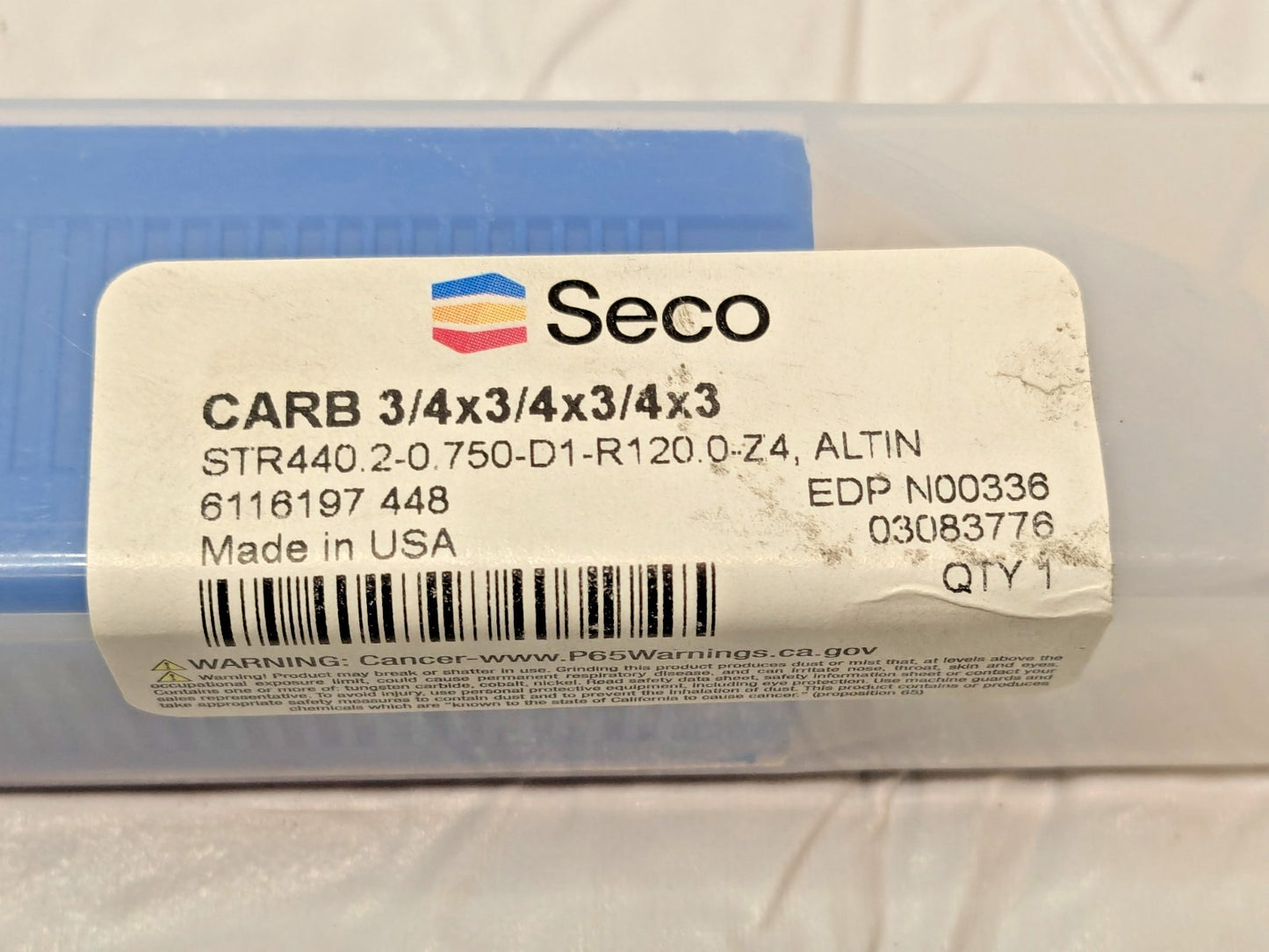 Seco Carbide Corner Radius End Mill 4FL ALTIN3/4" X 3/4" X 3/4" X 3" 03083776