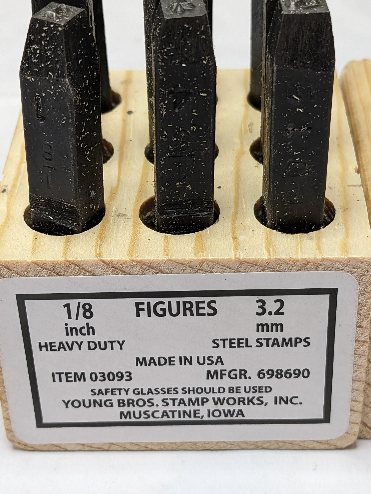 Young Bros. Heavy-Duty Stamp Set: 1/8″ Character, 9 pc, Numbers 03093