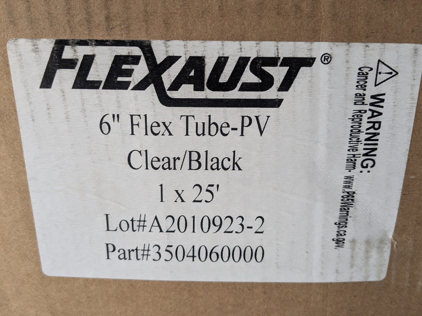 Flexaust 25 Ft. Vacuum Duct Hose Flex Tube-PV Clear / Black 6 In. ID. 3504060000