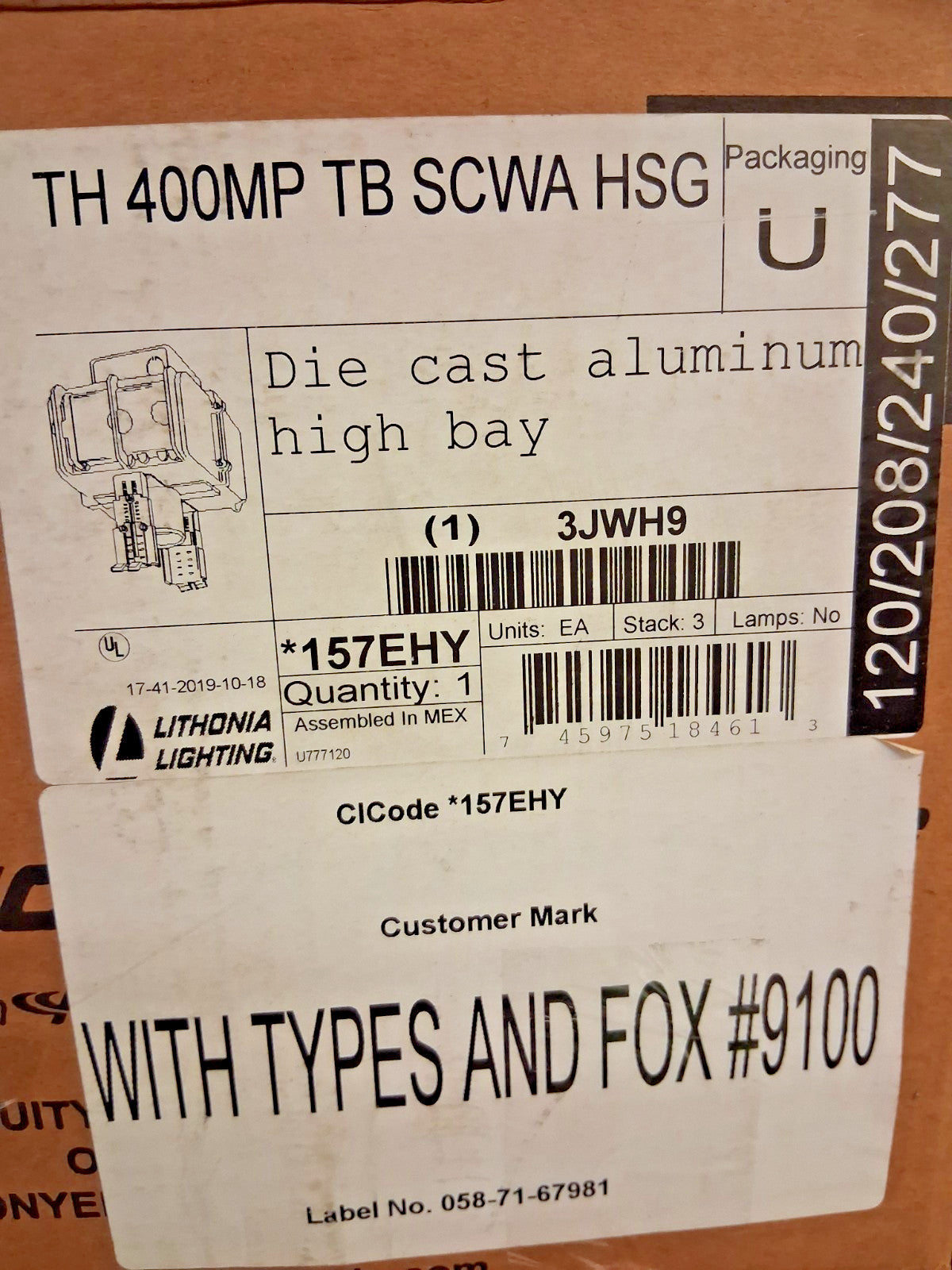 Lithonia Lighting Die Cast Aluminum High Bay TH 400MP SCWA HSG