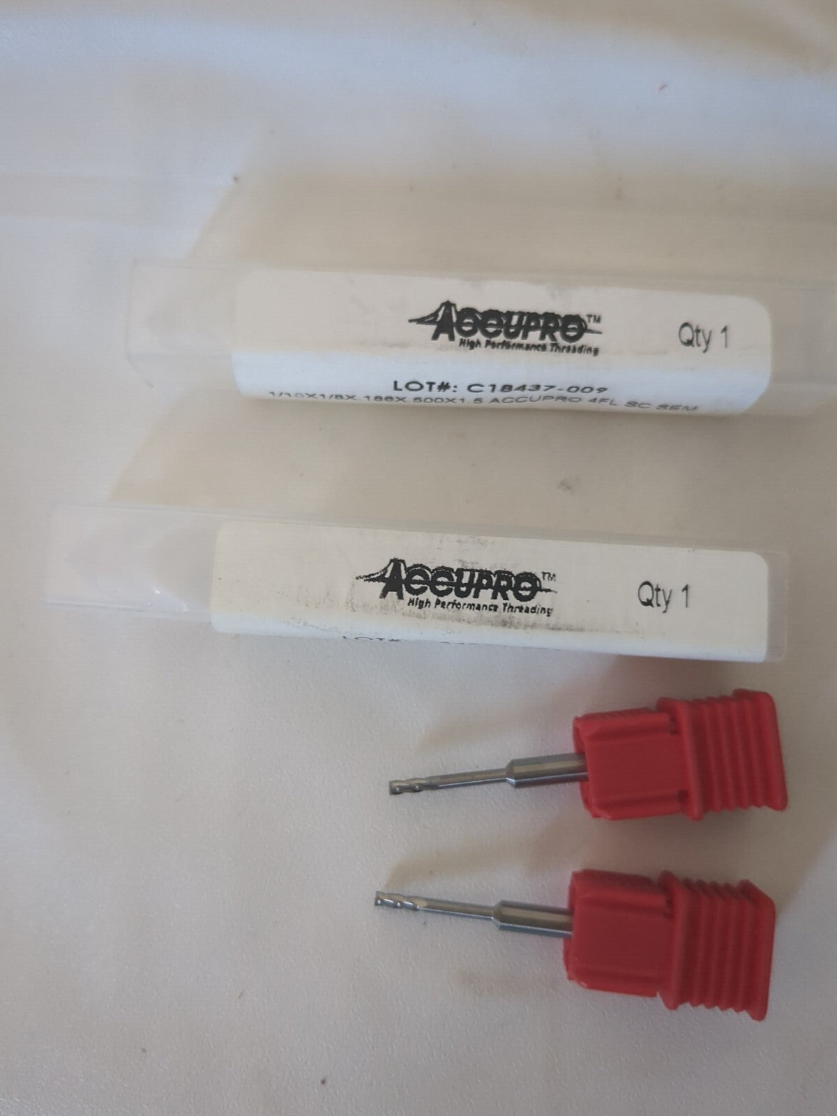 Accupro 2pc Square End Mill: 0.0625" Dia, 0.1860" LOC, 4 Fl Carbide 14883465