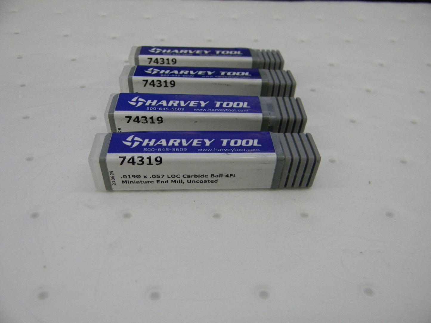 HARVEY TOOL 0.019 Diam, 0.057 LOC 4FL Solid Carbide Ball End Mill QTY 4 74319