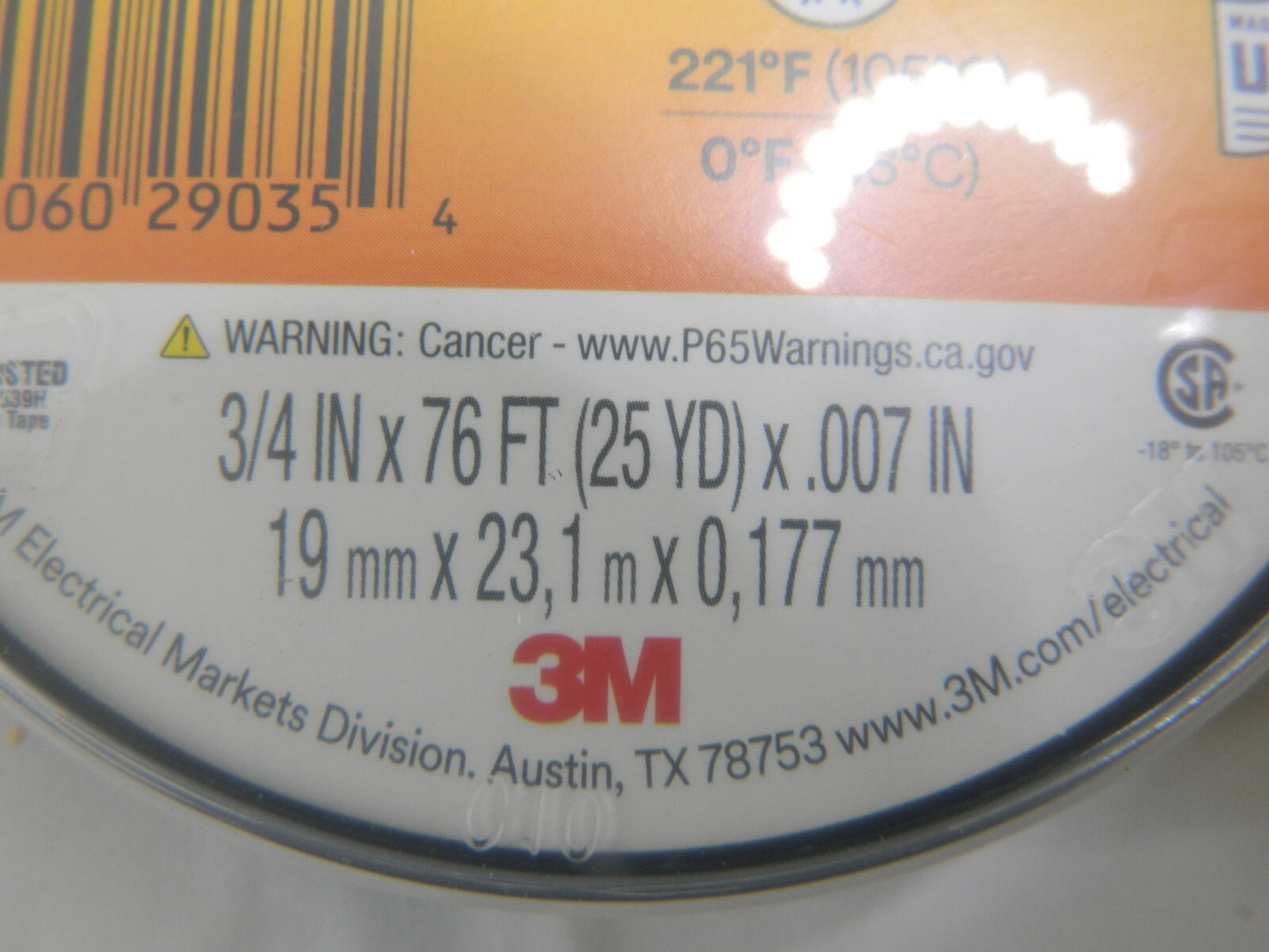 3M 3/4" x 76' x 7 mil Black Vinyl Electrical Tape Qty 8 BD-21485-10