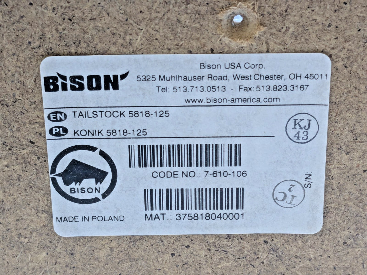 BISON Tailstock 4.92" Centerline Height w/Dead Center 5818-125