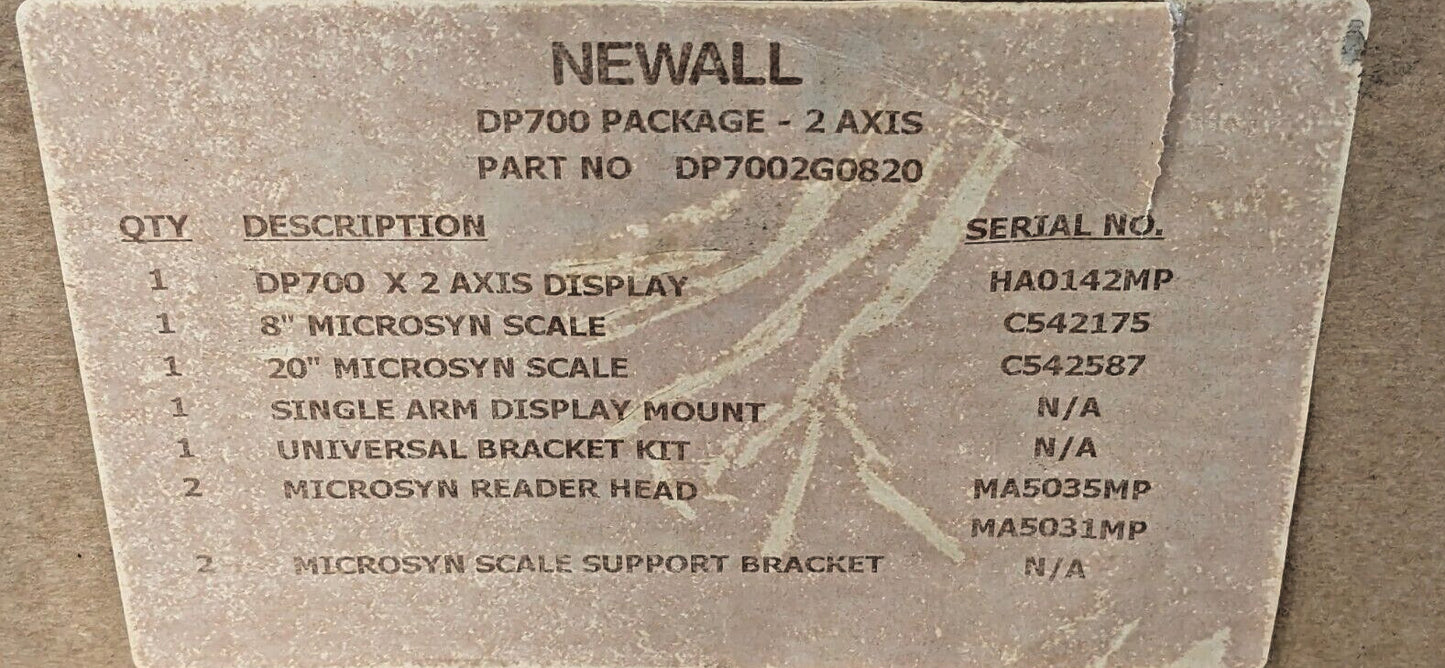 NEWALL Grinding DRO System 2 Axes 8" X 20" DP7002G0820
