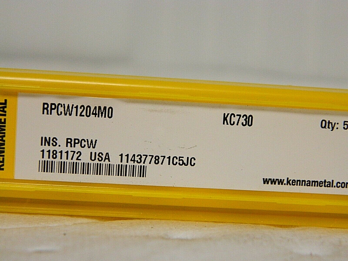 Kennametal Carbide Milling Insert RPCW1204M0 Grade KC730 Qty 5 1181172