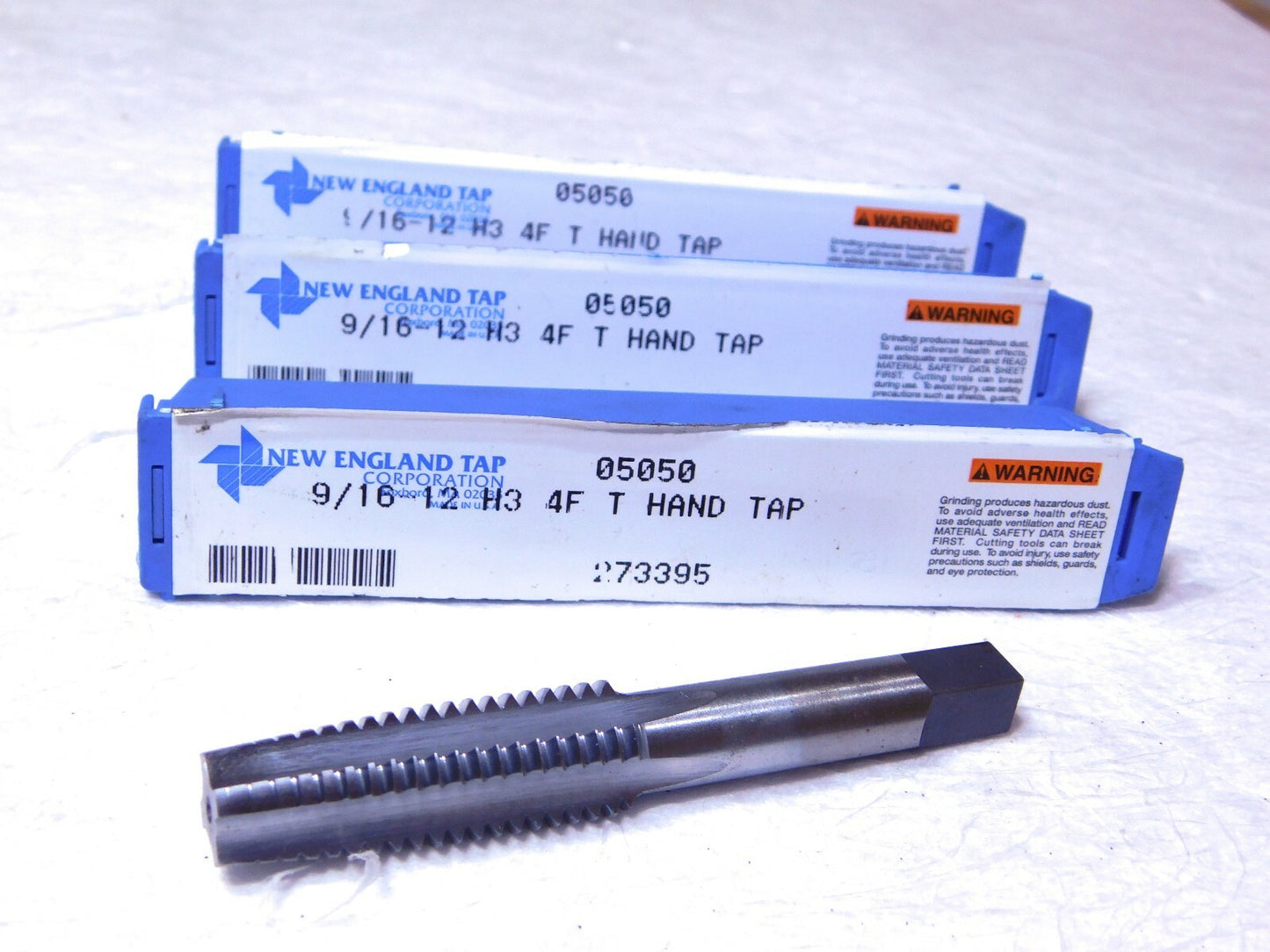 New England Tap HSS St Flute STD Hand Tap 9/16-12 UNC 4Fl 3-19/32L Qty 3 05050