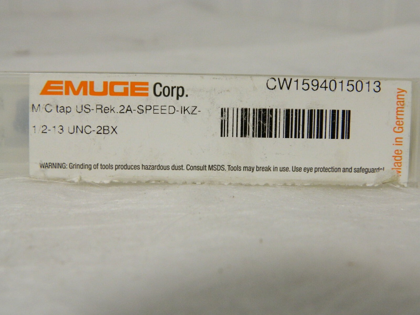 Emuge Straight Flute Machine Tap 1/2-13 UNC 3-FL TiCN Finish CW159401.5013