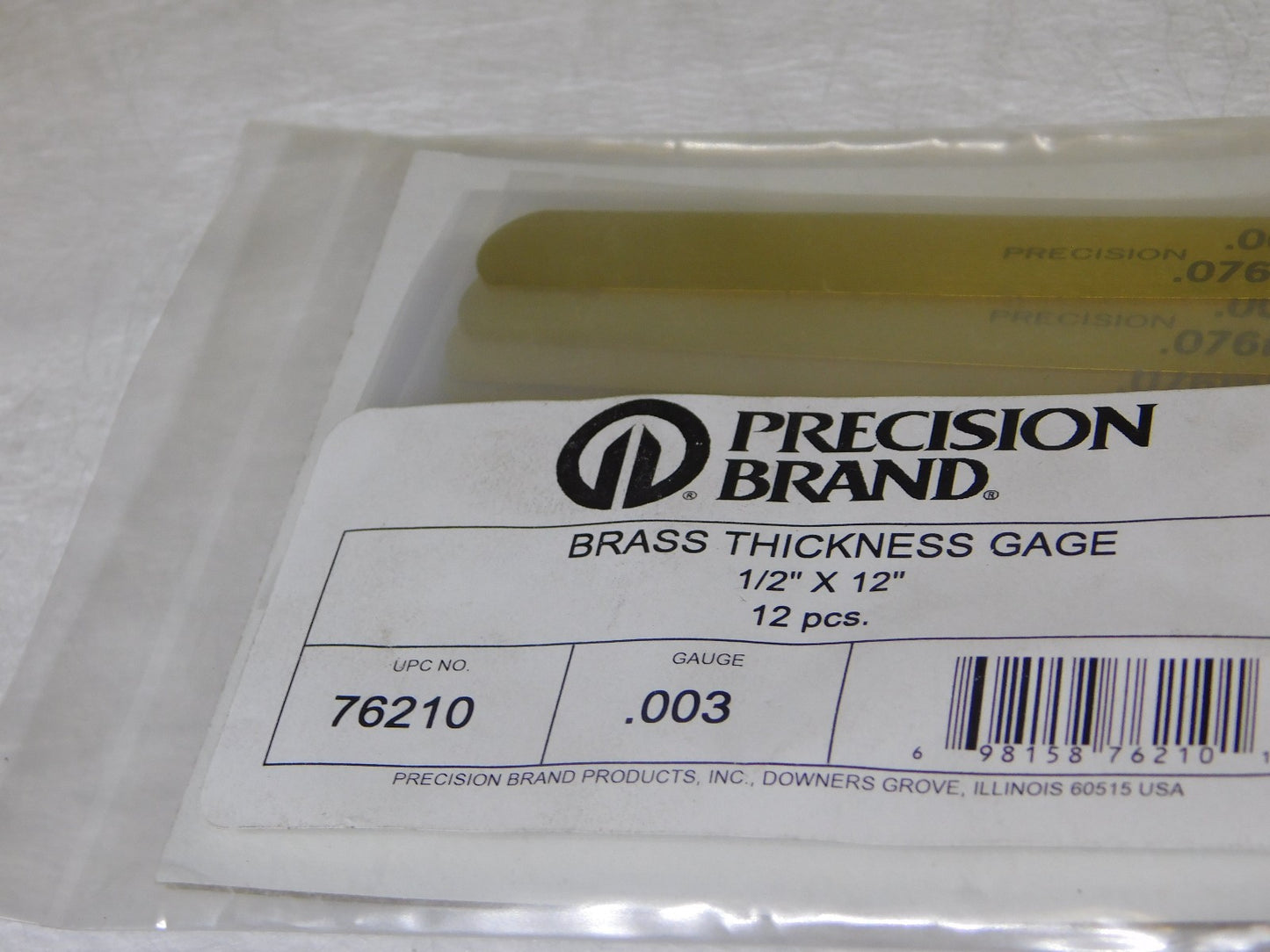 Precision Brand 0.003 Brass Thickness Gage 1/2 x 12 Blades (Pack of 12) 76210