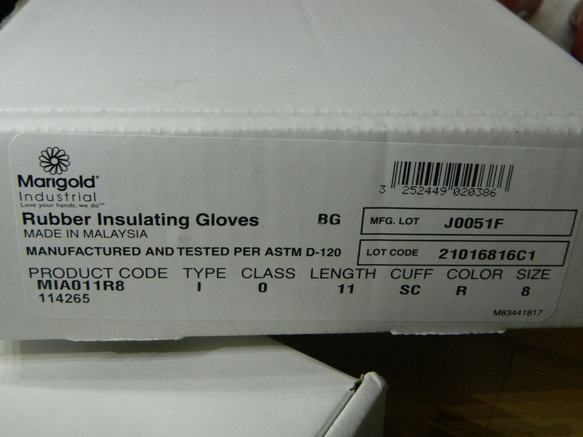 Marigold Ansell Lineman's Rubber Glove Class 0 Size 8 11" Long 1 Pair 114265