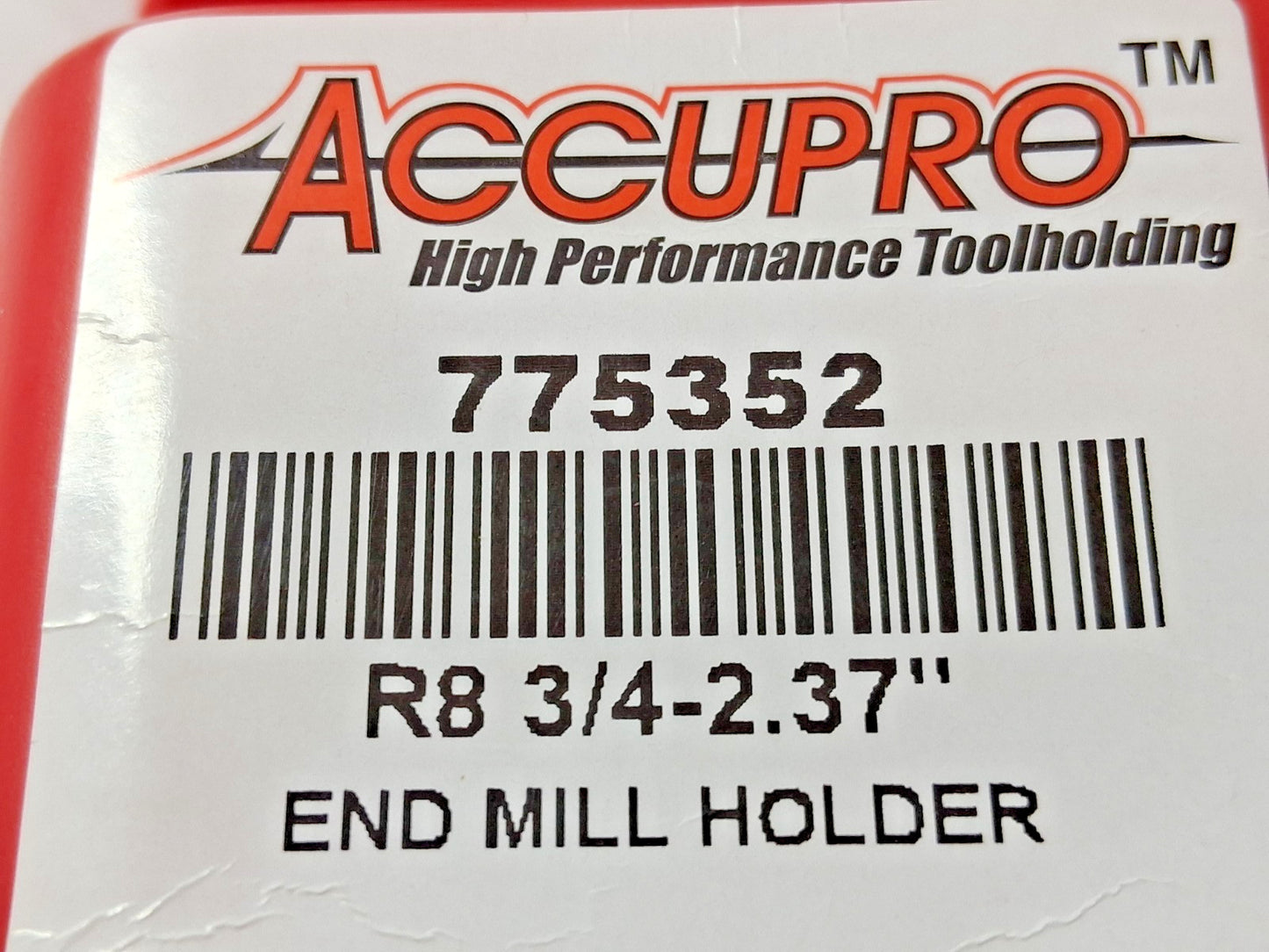 Accupro End Mill Holder R8 Taper Taper Shank 3/4" Hole Dia 775352