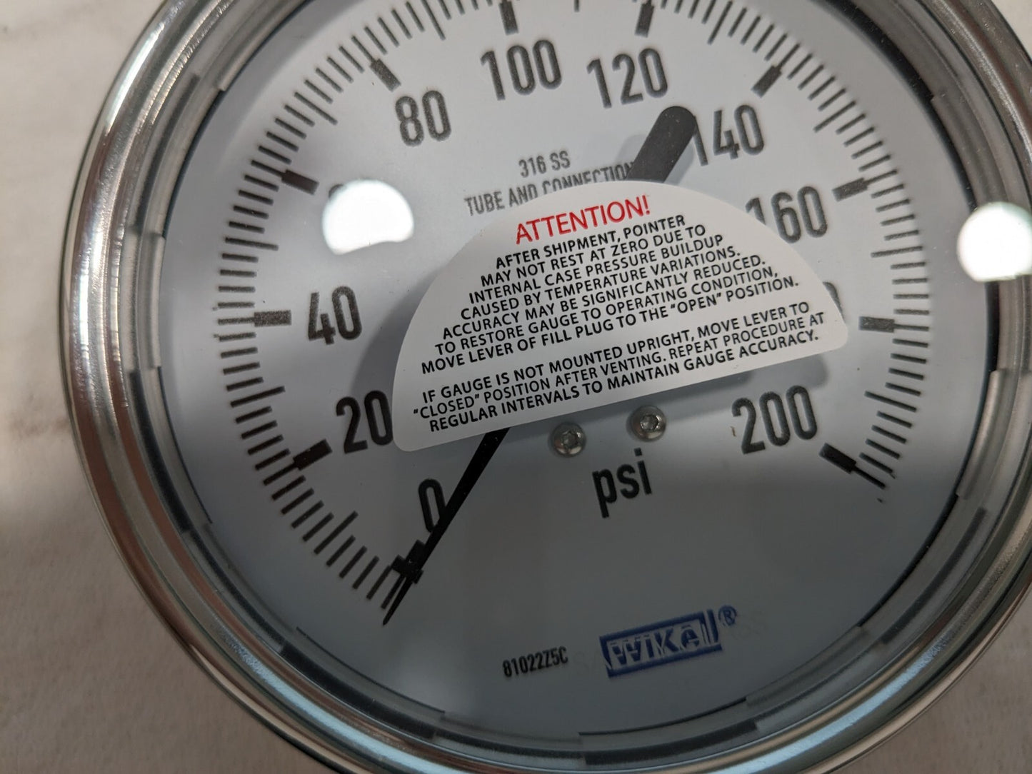 WIKA Pressure Gauge: 4" Dial, 0 to 1,000 psi, 1/4" Thread 9699185