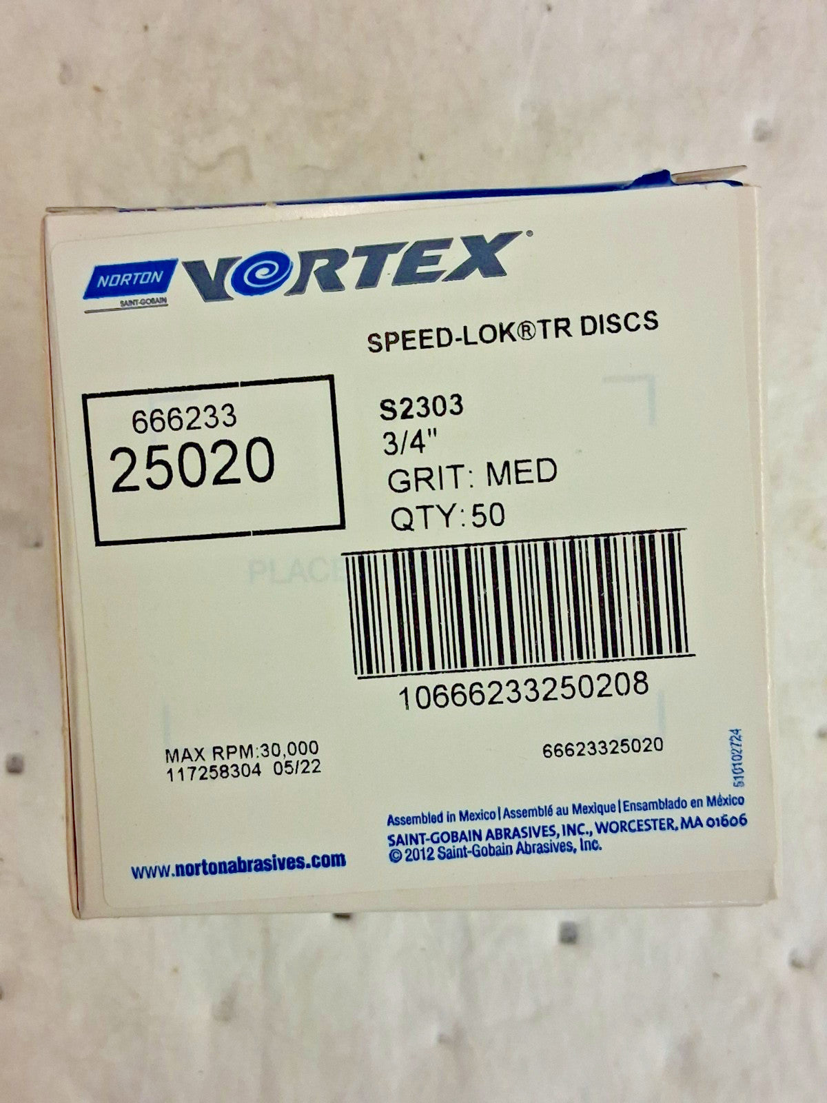 Norton Aluminum Oxide Quick Change Discs 50pk 3/4" Dia 66623325020