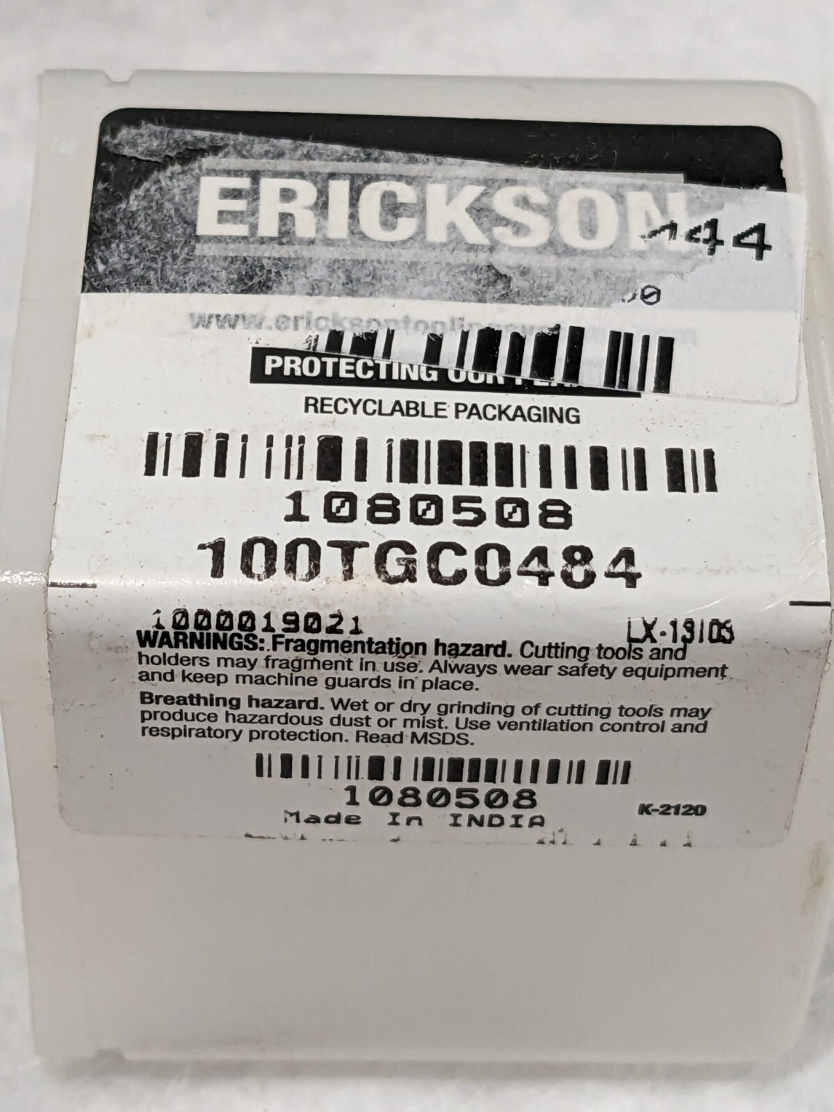 Erickson Coolant Single Angle Collet: TG/PG 100, 0.4844" 1080508