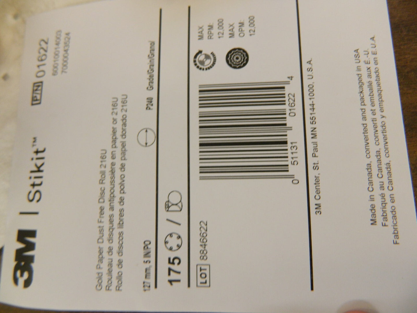 3M PSA Disc: 5″ Disc Dia, 240 Grit, Aluminum Oxide 7000043524