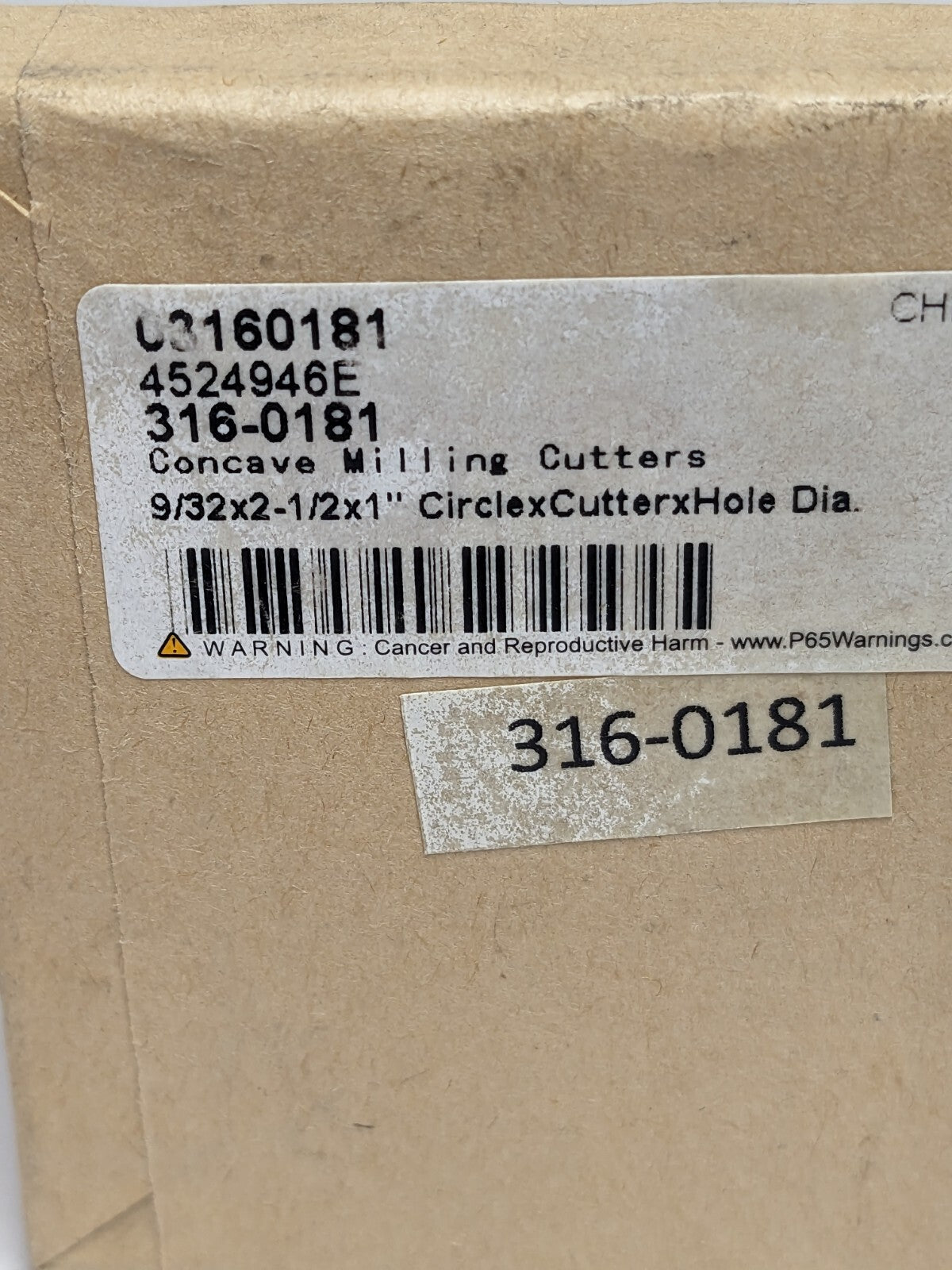 HSS 1 Arbor Concave Radius Cutter, 9/32" Radius, 2-1/2 Cut Diam 316-0181