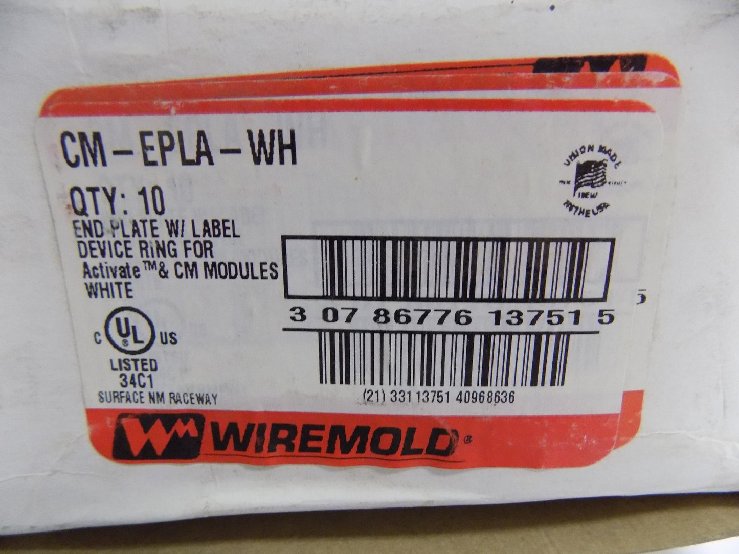 Wiremold Cm-epla-wh End Plate With Label for Activate & Communication Module