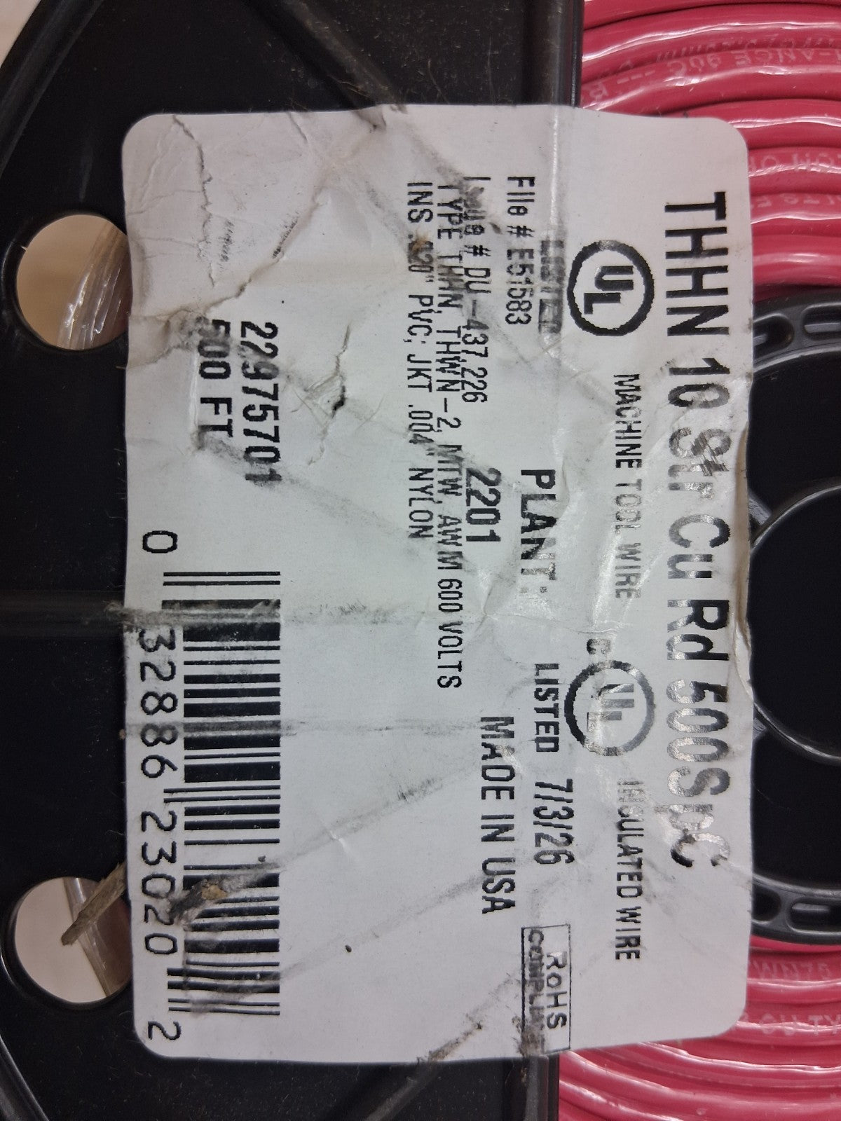 Southwire Building Wire THHN 10AWG Nylon Stranded Core 500ft Long 22975701