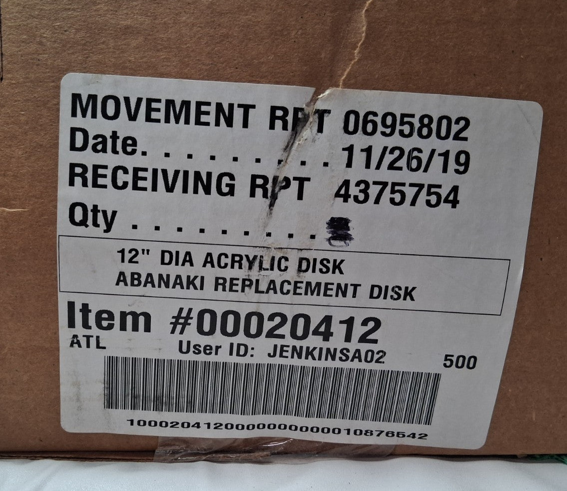 QTY 1 Abanaki Plastic Replacement Oil Skimmer Disk 12" Dia PMD-12AC
