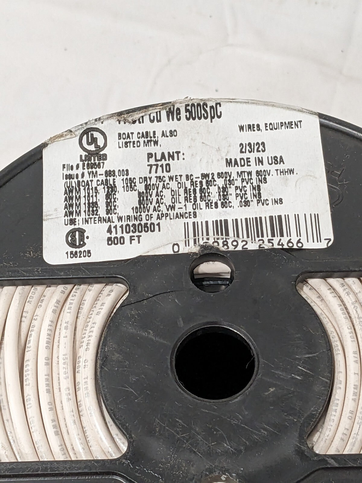 SOUTHWIRE Machine Tool Wire 14 AWG, White, 500' L, Polyvinylchloride 411030501