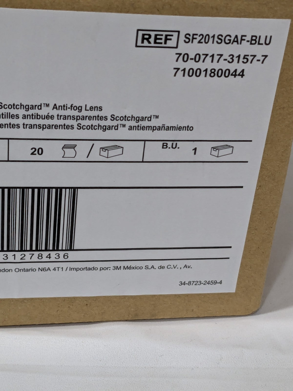 3M Safety Glasses Anti-Fog/Scratch-Resistant Polycarbonate Box of 20 7100180044