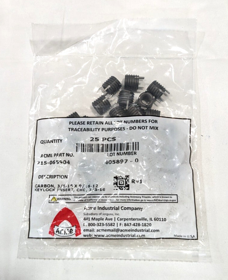 ACME INDUSTRIAL Thread Locking Insert 3/8-16 x 9/16-12 * 25PCS * 215-065904
