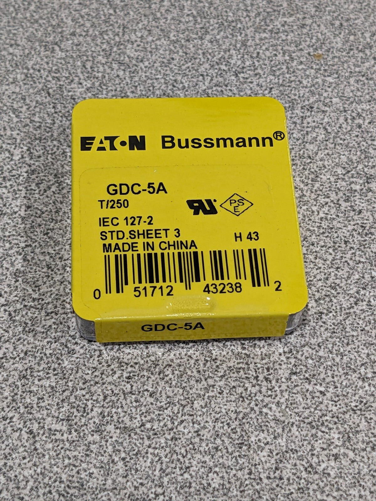 Bussmann Cartridge Time Delay Fuse: 5 A, 20 mm OAL, 5 mm Dia Qty 5 GDC-5A