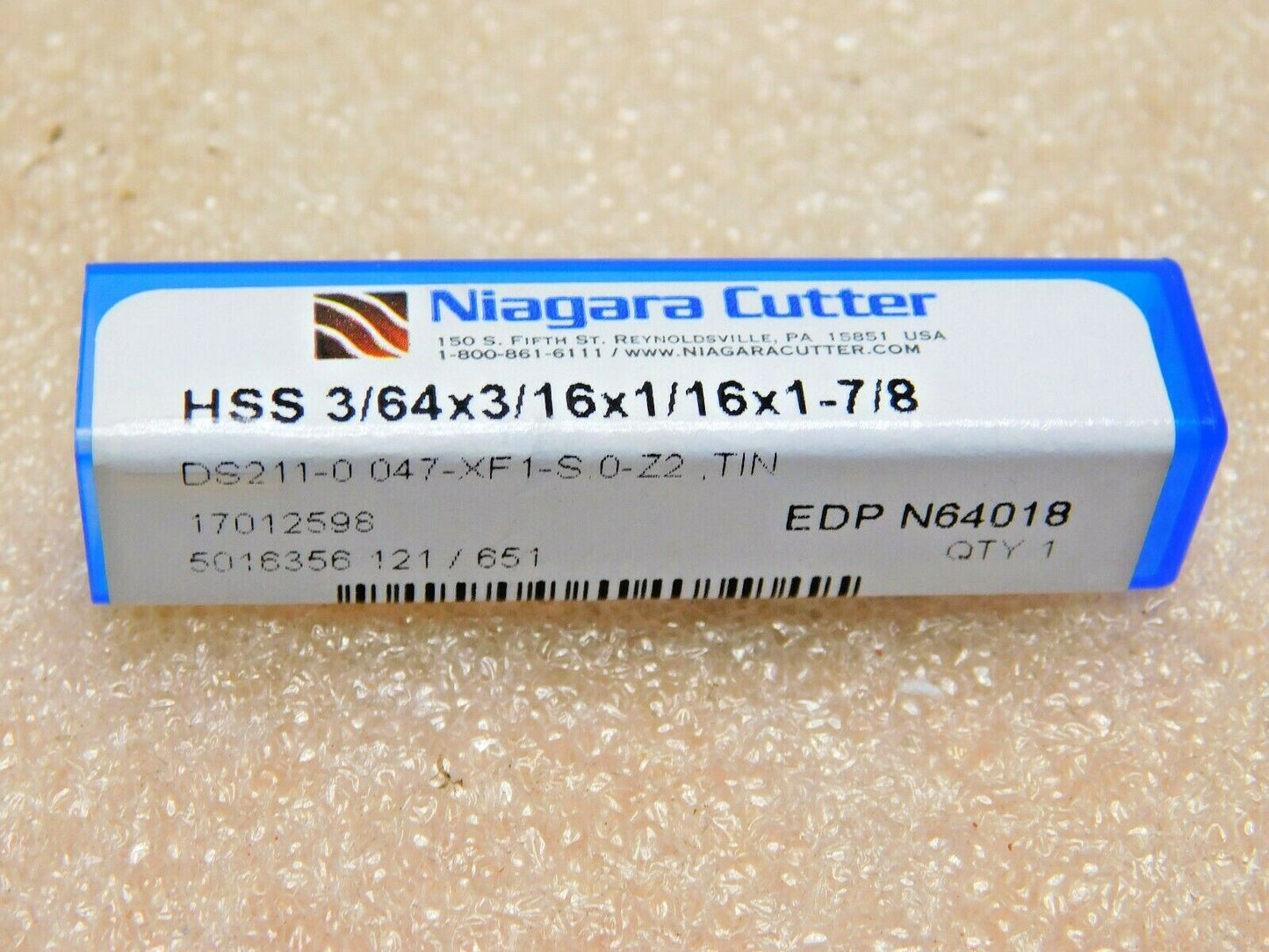 Niagara Cutter End Mills Double-End HSS Tin 3/64"x3/16"x1-7/8 2FL Qty