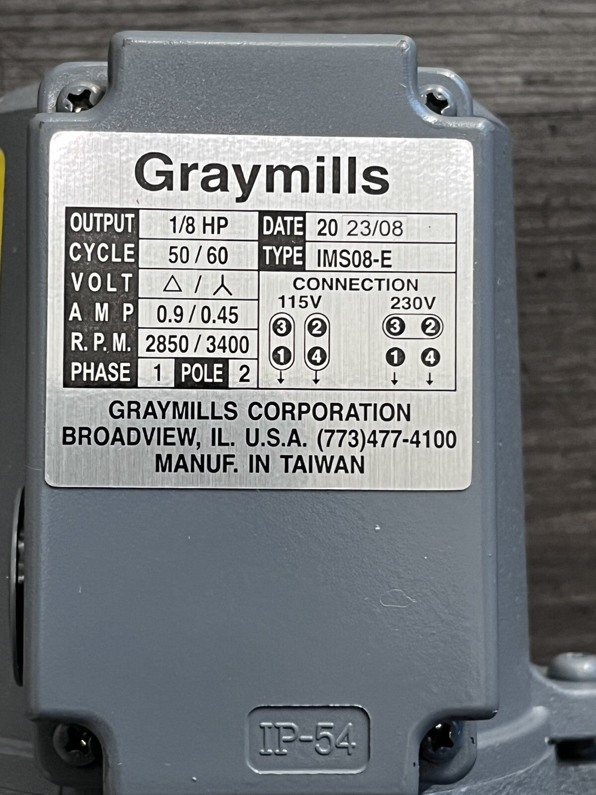 Graymills Suction Pump: 1/8 hp, 115/230V, 0.7/0.35A, 1 Phase cast iron housing