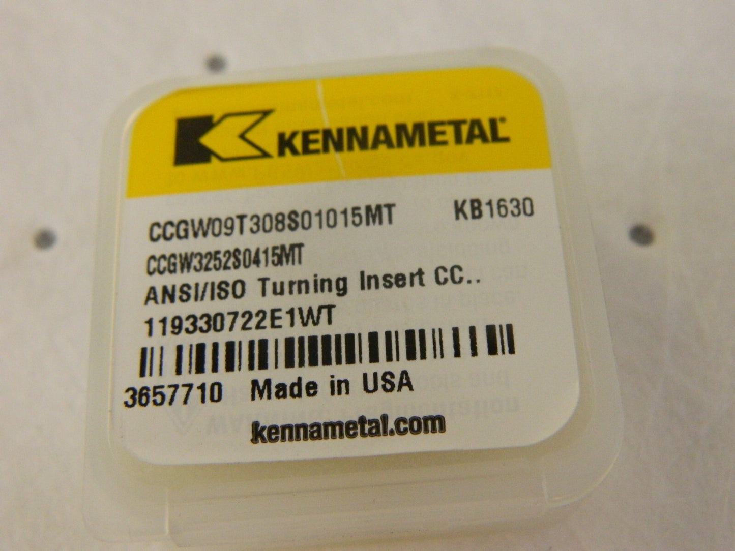 KENNAMETAL Turning Insert: CCGW3252S0415MT KB1630 3657710