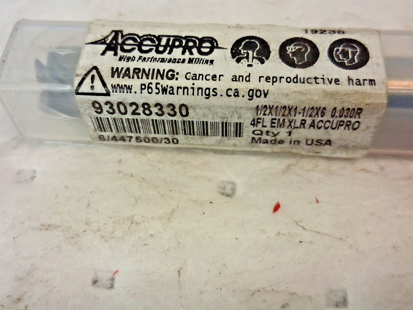 Accupro Carbide Corner Radius End Mill 1/2" Dia 1-1/2" LOC 4fl 93028330