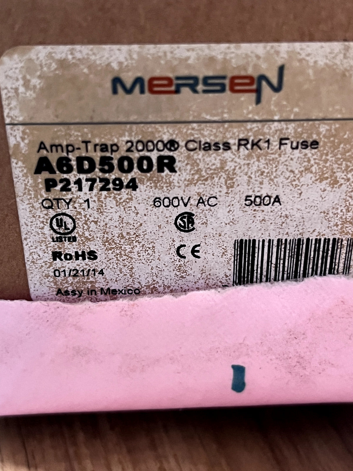 FERRAZ SHAWMUT Cylindrical Time Delay Fuse: RK1, 500 A, 13-3/8" OAL, 3-1/8" Dia