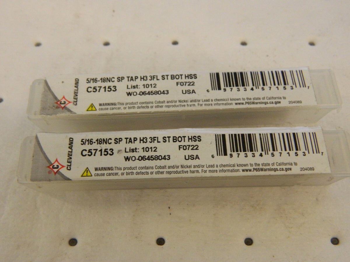 CLEVELAND Spiral Point Taps qty2 : 5/16-18 UNC 3Fl HSS C57153