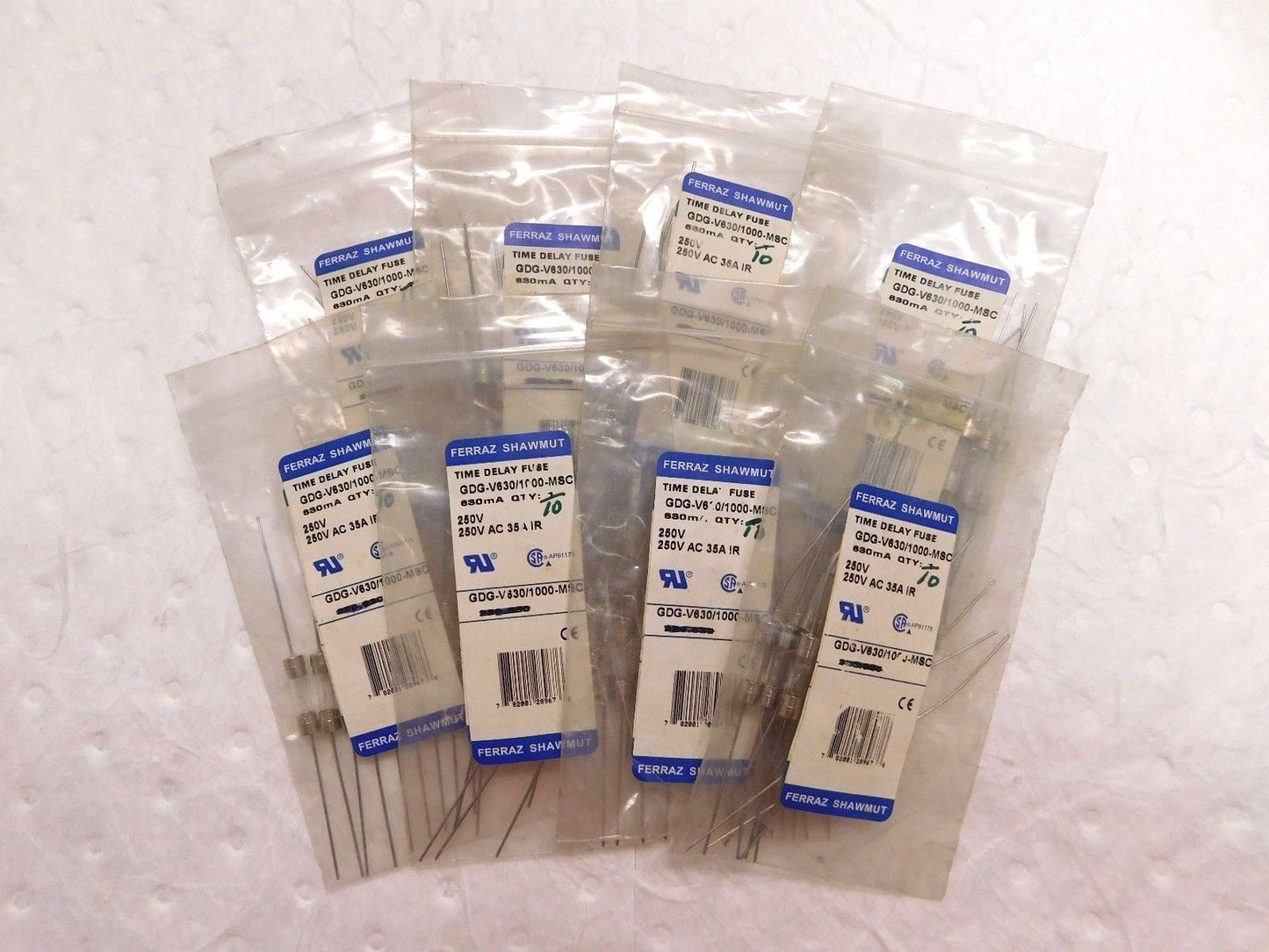Ferraz Shawmut Time Delay Mini Glass Fuse 250V 0.63A 10PK #GDG-V630/1000