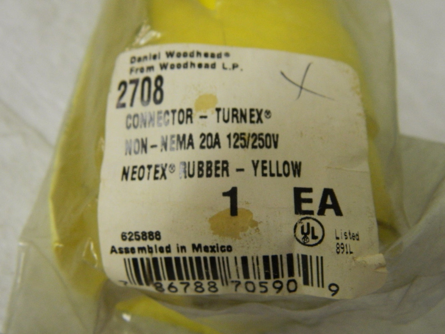 Woodhead Straight Ungrounded Industrial Connector 125/250 VAC 20A 2708
