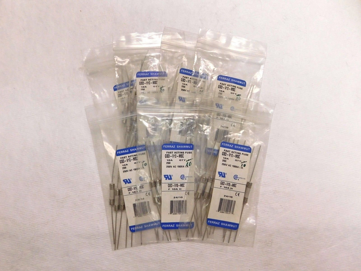Ferraz Shawmut Fast Acting Miniature Ceramic Fuse 250V 10A 10Pk #GSD-V10