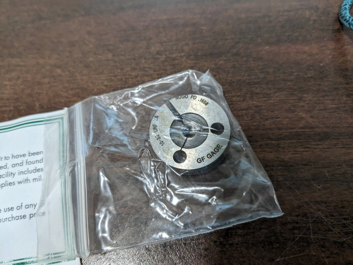 GF GAGE Threaded Ring Gage: #10-32 Thread, UNF, Class 2A nogo R0190322AS