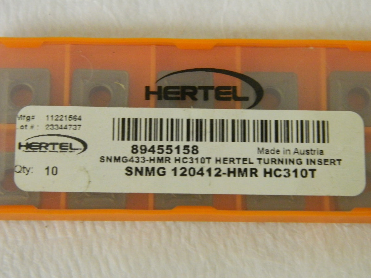 Hertel Carbide Turning Insert SNMG433 HMR HC310T QTY 10 89455158