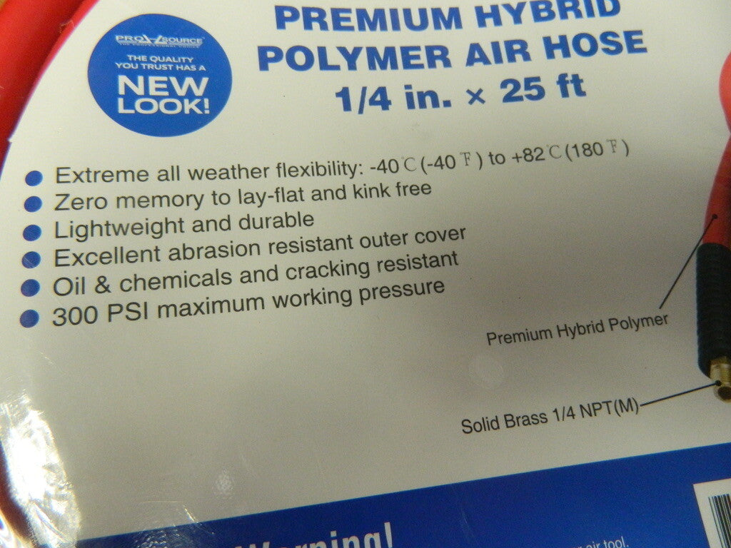 PRO-SOURCE 3/8" ID x 0.6496" OD 25' Long Multipurpose Air Hose QT