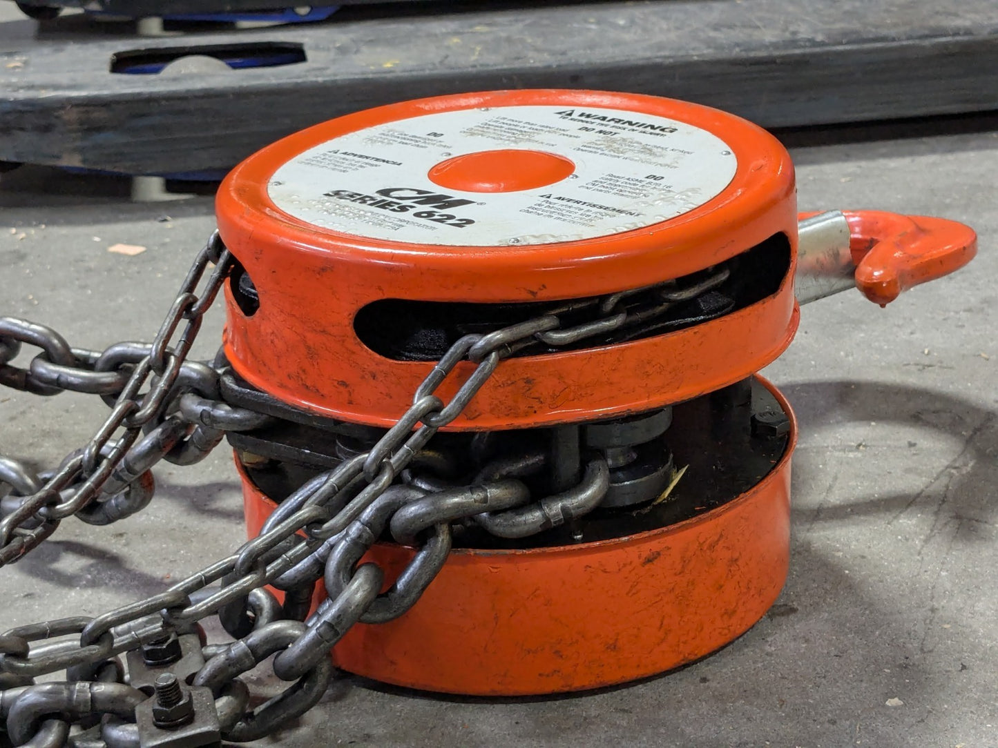 CM Series 622 Double Reeved Hand Chain Hoist 5 Ton Capacity 20 Ft Lift 2234A
