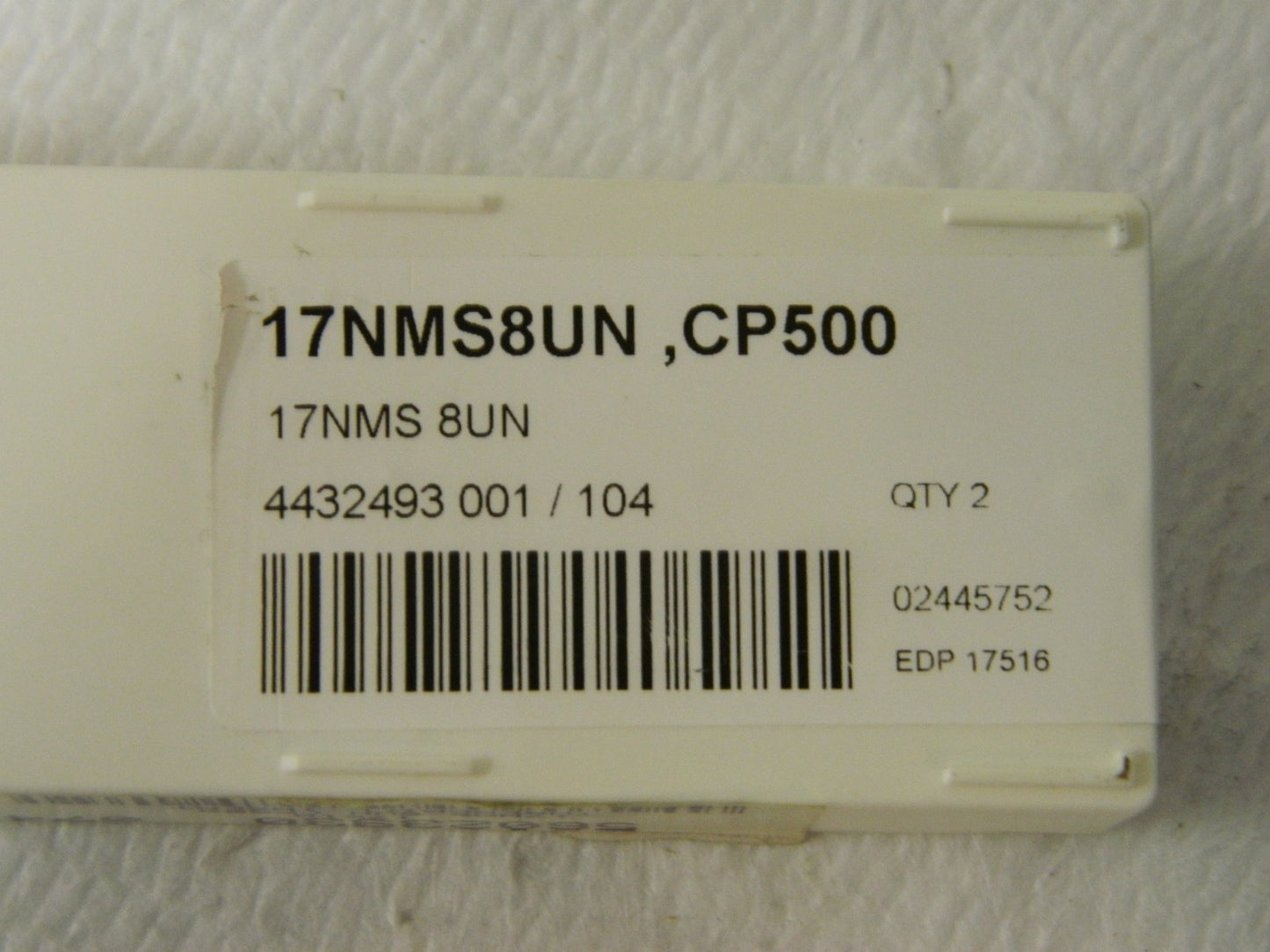 Seco Carbide Threadmill Insert 17NMS 8UN CP500 Qty 2 17516