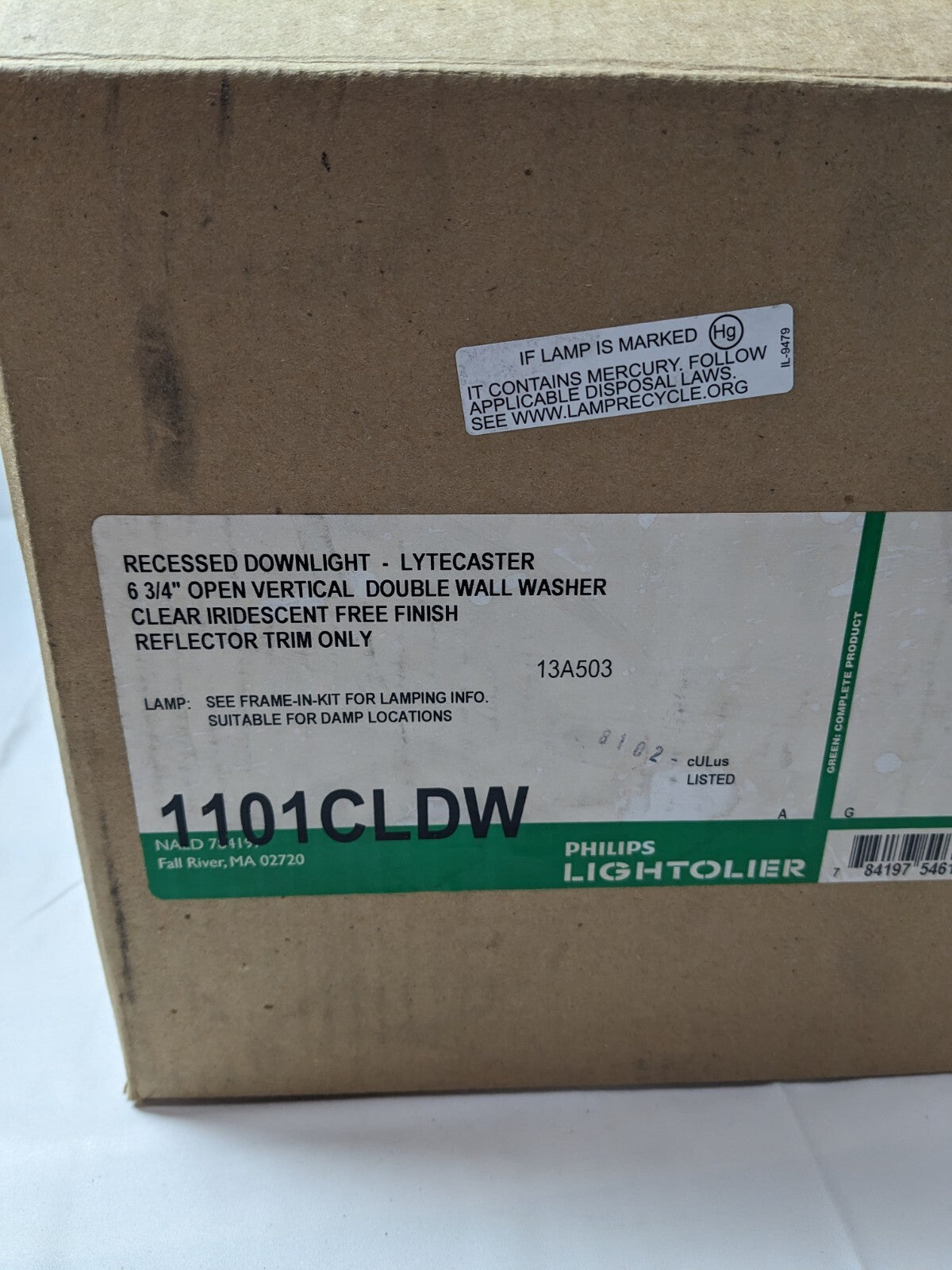 LIGHTOLIER RECESSED DOWNLIGHT REFLECTOR TRIM 6-3/4IN 1101CLDW