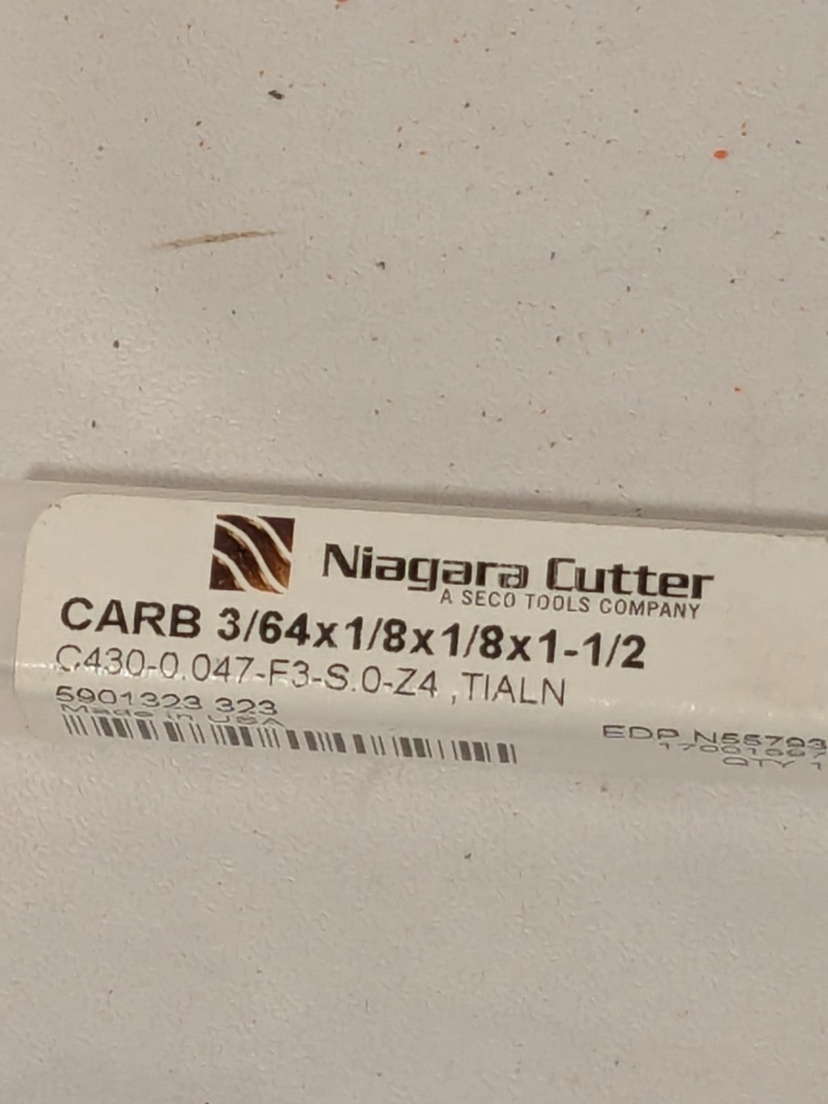 Niagara Square End Mill: 3/64″ Dia, 1/8″ LOC, 4 Flute, Solid Carbide N55793