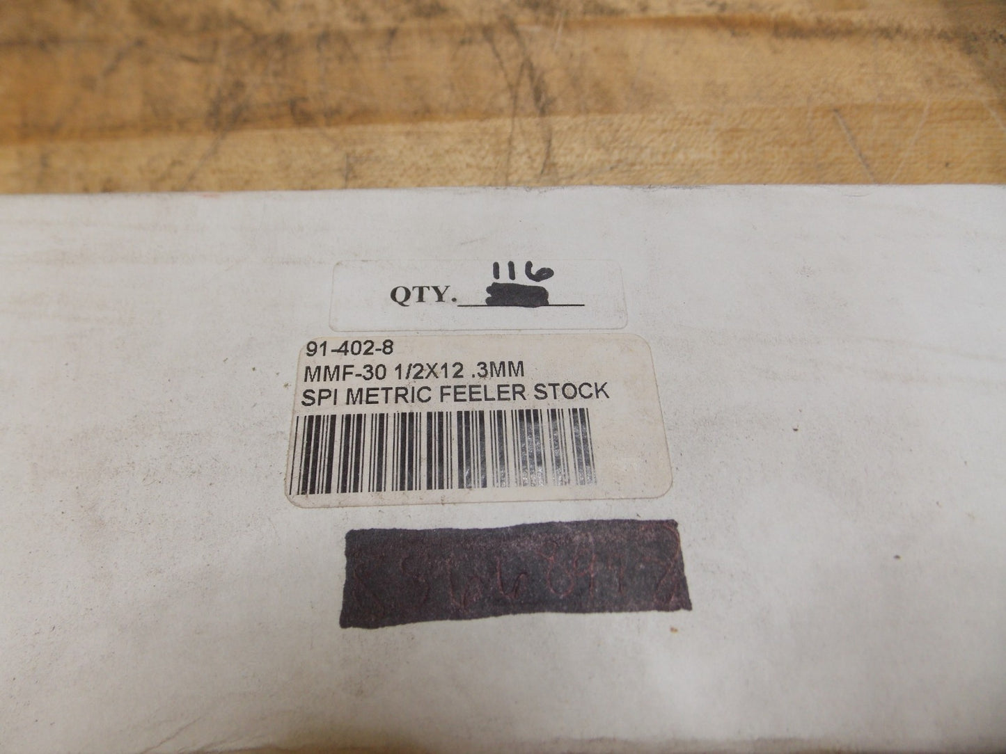 SPI Tempered Steel Parallel Feeler Gage 0.30 mm x 1/2" x 12" #91-402-8